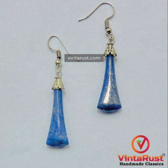 Dangle Earrings, Gemstone Dangle Earrings, Lapis Lazuli Handmade Earrings - Picture 1 of 9